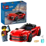 LEGO City Sports Car set box and assembled car with Kai.