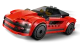 Minifigure Kai in the red LEGO sports car cockpit.