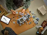 Juggernaut building process with digital instructions.