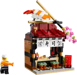Sushi stall with chef.