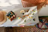 Disassembled LEGO Taquería parts.