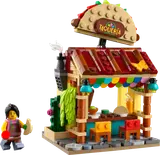 LEGO Taquería street stand with chef.