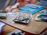 LEGO Record Player in a room setting.