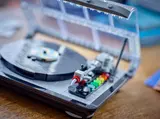 Close-up of record player controls.