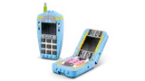 Brick-built flip phone, open and closed.