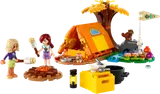LEGO Friends camping set with minifigures and tent.