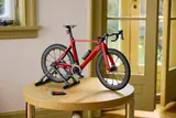 LEGO bike on table display.