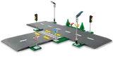 LEGO road plate intersection, top view.