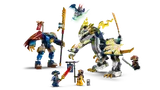 Dragon mech, large mech, and minifigures.