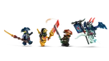 Four Ninjago minifigures in action.