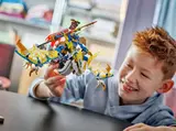 Child playing with the flying dragon mech.