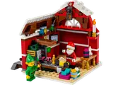 Santa's workshop interior with active elf.