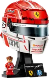 LEGO Charles Leclerc Helmet replica with minifigure on display.