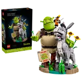 Shrek, Donkey, and Puss in Boots set with box.