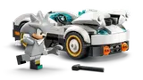 Silver minifigure with his white futuristic car.