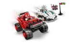 Knuckles' truck and Silver's car racing.