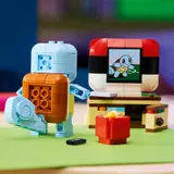 Back view of LEGO Ditto as Squirtle and TV setup.