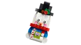 Close-up of a top-hatted snowman ornament.