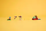 LEGO Sonic set components in a row.
