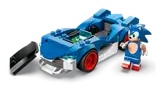 Sonic car with removable panel and Sonic minifigure.