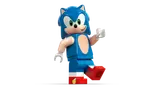 Close-up of LEGO Sonic minifigure.
