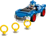 Sonic in car with three golden rings.