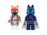 Sora and Wolf Mask Warrior minifigures close-up.