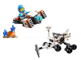 LEGO Space hoverbike, astronaut, Mars Rover, blue crystals.