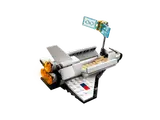 Shuttle cargo bay open with satellite arm.
