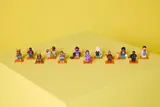 All 12 Spider-Verse minifigures on display.