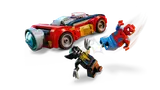 Minifigures sent flying near the car.