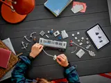 Building LEGO train set.