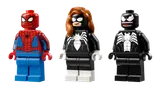 Spider-Man, Spider-Woman, Venom minifigures.