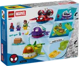 Back of LEGO Marvel set box with features and dimensions.