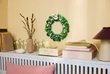 Wreath with bunny as wall decor.
