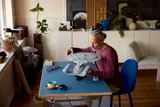 Man admiring Enterprise D.