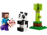 LEGO Minecraft Steve, Baby Panda, and Tree Build.