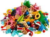Diverse pile of summer-themed LEGO parts.