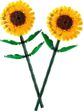 Two LEGO sunflowers on a white background.