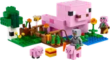 LEGO Minecraft pig house with minifigures and farm.