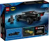 Back of LEGO Batmobile box with features.
