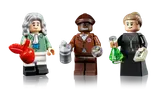 Minifigures of Newton, Carver, Curie.