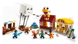 Ghast firing in LEGO Minecraft village battle.