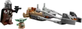 Mando, Grogu, and speeder bike.