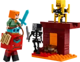 Alex on Strider, Wither Skeleton, Blaze in lava battle.