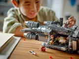 Child interacting with ship interior.