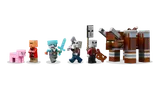 Minecraft minifigure and Ravager line-up.