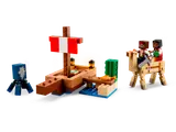 Camel with minifigure riders, ship, and squid.