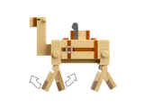 LEGO Minecraft camel with articulation arrows.