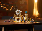 Fortress mode of The Sandman's Tower with minifigures on a table.